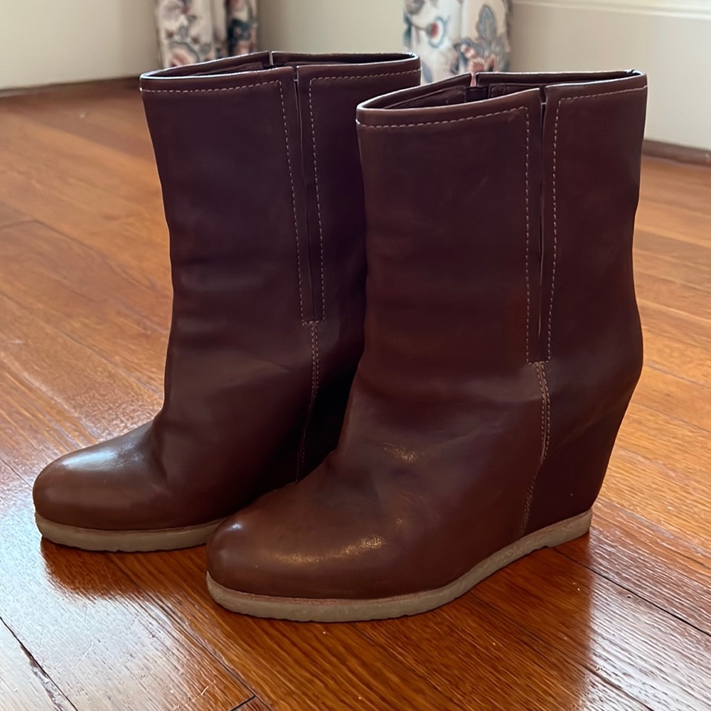 Stuart Weitzman wedge leather booties